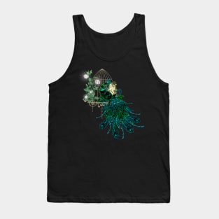 Elegant peacock with cage and flowers Tank Top